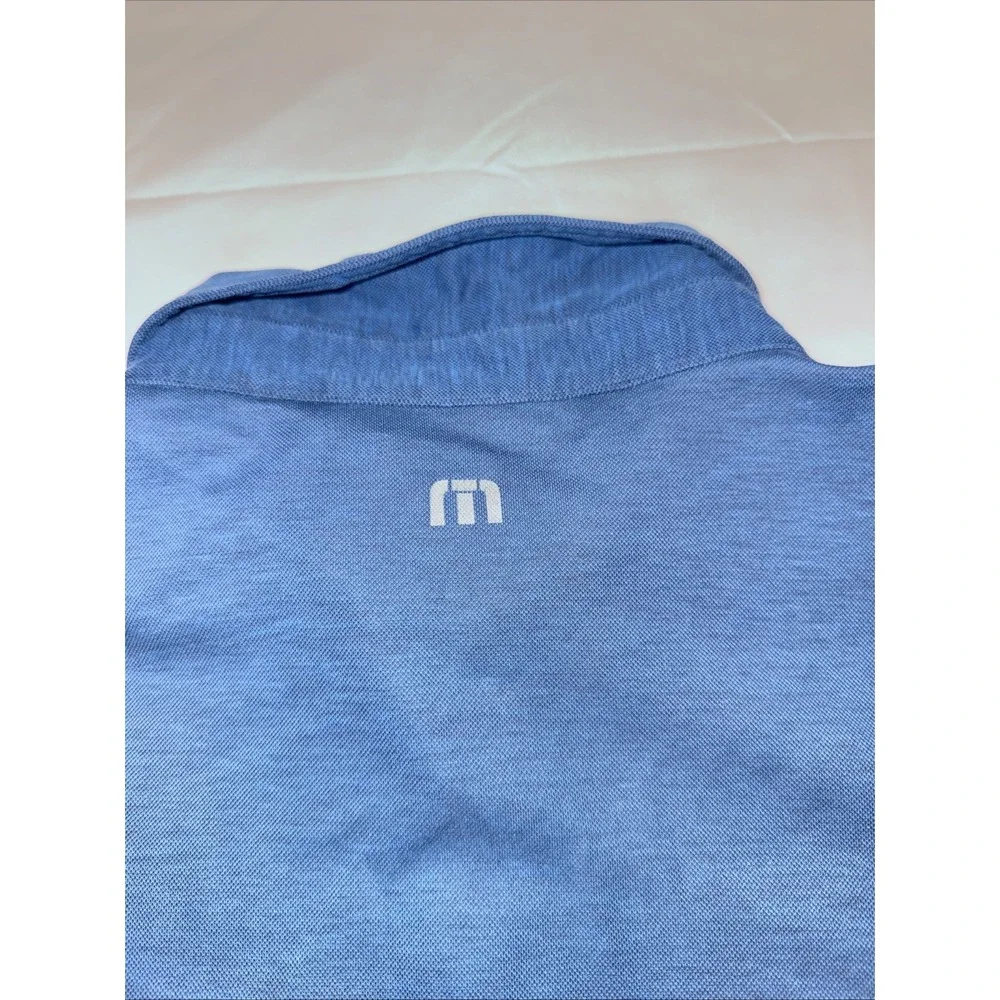 Travis Mathew Polo Shirt Men Sz Large Blue Anthem Country Golf Club Short Sleeve